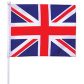 Hand flag, stitching borders, 45cm plastic pole & ball