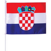 Hand flag, stitching borders, 45cm plastic pole & ball