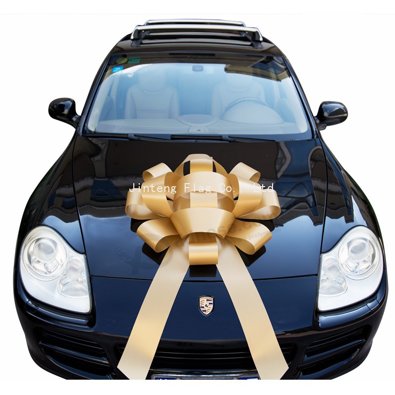 40 Inch Wedding Favor Glossy Ribbon Magnetic Gold Car Bow