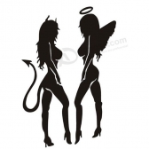 Trendy Reflective Car Styling Devil Angel Car Stickers Decorating Stickers 