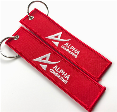 Double Side Woven Embroidery Key Tag for Air Plane