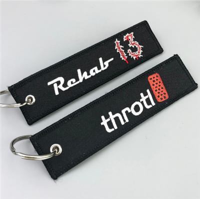 China Manufacture Polyester Fabric Key Chain Type Embroidered Key Tags