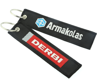Heartbeat Motorbike Embroidered Keychain – Fabric Key Ring & Luggage Tag